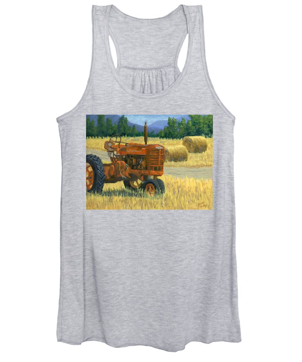 Tractor Women's Tank Top featuring the painting Forgotten Farmall by David King Studio