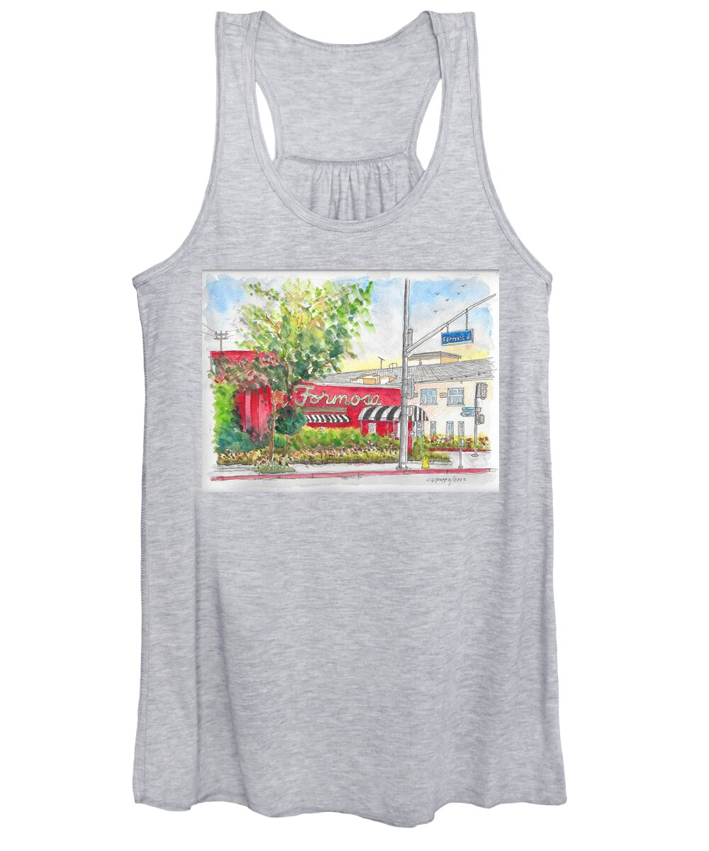 Formosa Cafe Women's Tank Top featuring the painting Formosa Cafe in Santa Monica Blvd., Hollywood, California by Carlos G Groppa