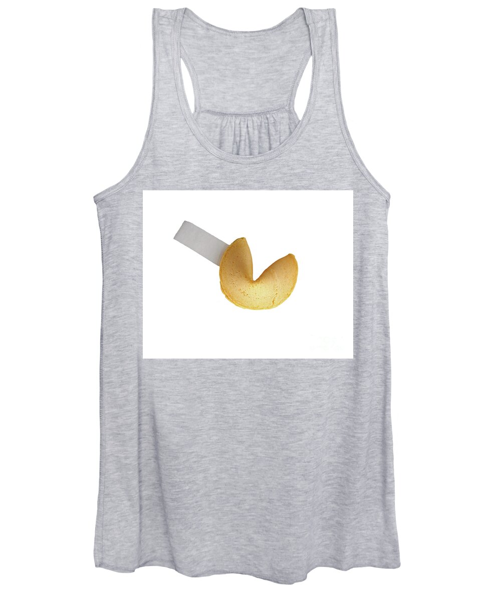 Fortune Women's Tank Top featuring the photograph Fortune cookie with blank fortune, space for copy, isolated on w by Pete Klinger