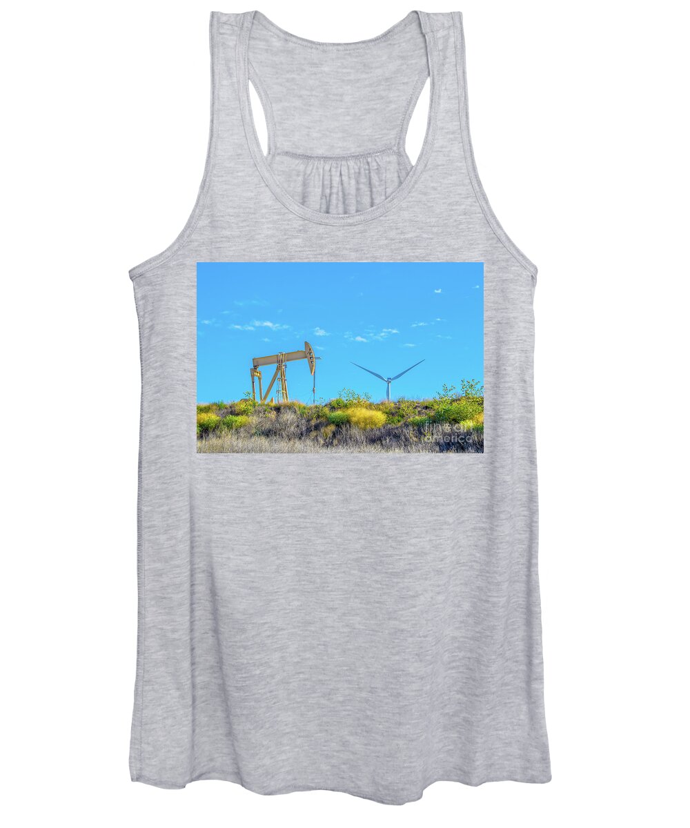 Fossil Fuels Women's Tank Top featuring the photograph Fossil and Renewable Engery by Susan Vineyard