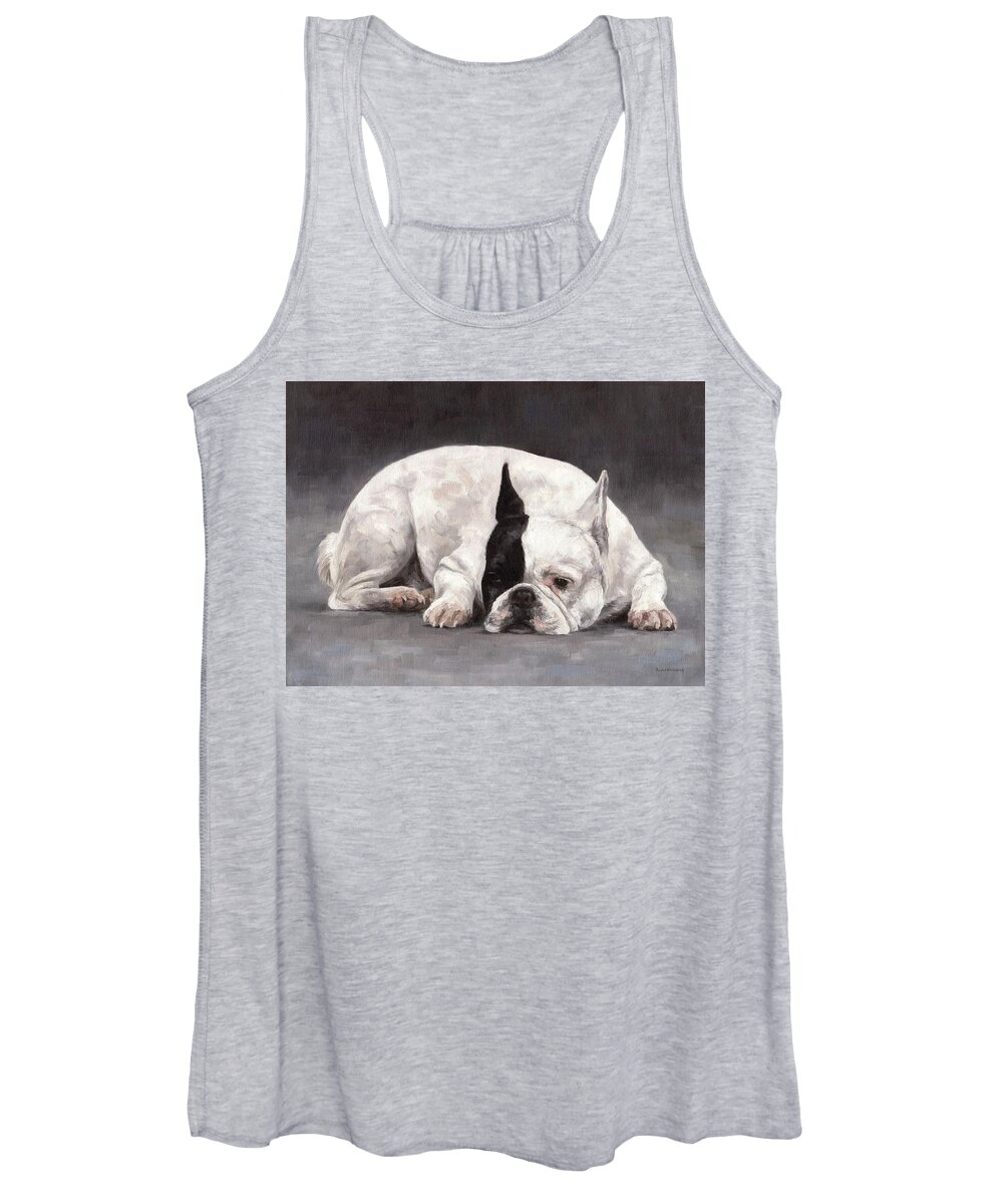 French Bulldog Women's Tank Top featuring the painting French Bulldog Painting by Rachel Stribbling