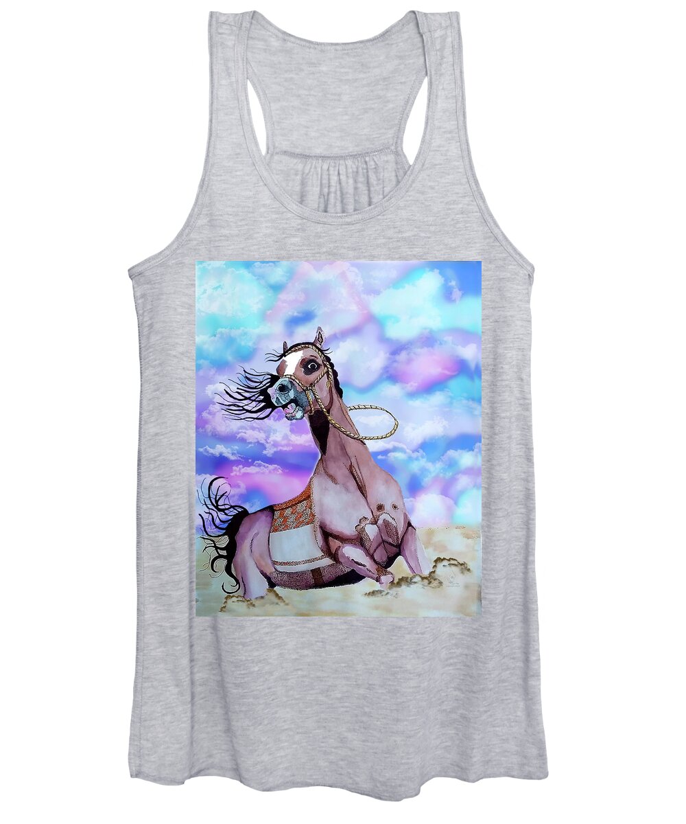 Horse Skethes Women's Tank Top featuring the painting Frightened Horse by Equus Artisan