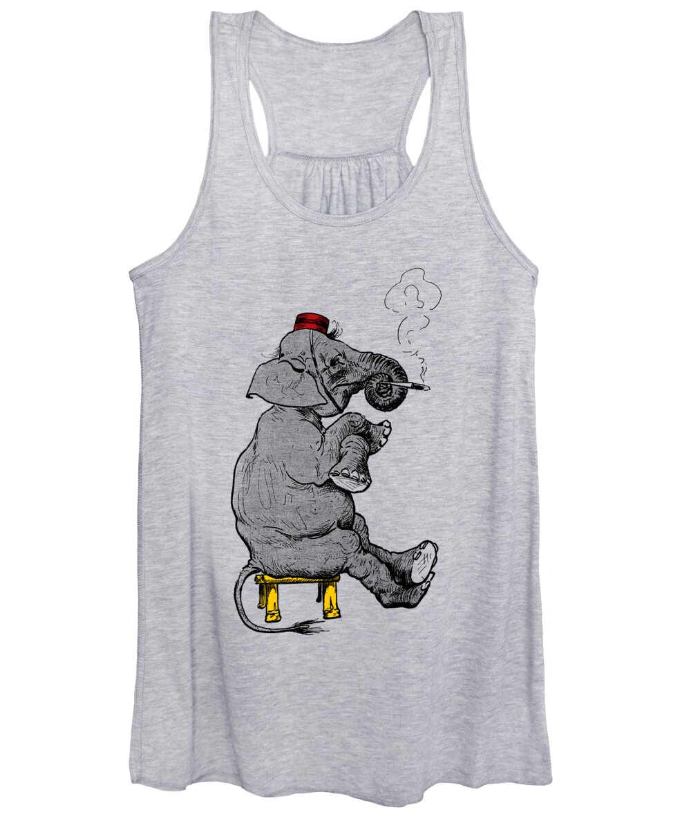 Elephant Women's Tank Top featuring the digital art Funny Bellboy Elephant by Madame Memento