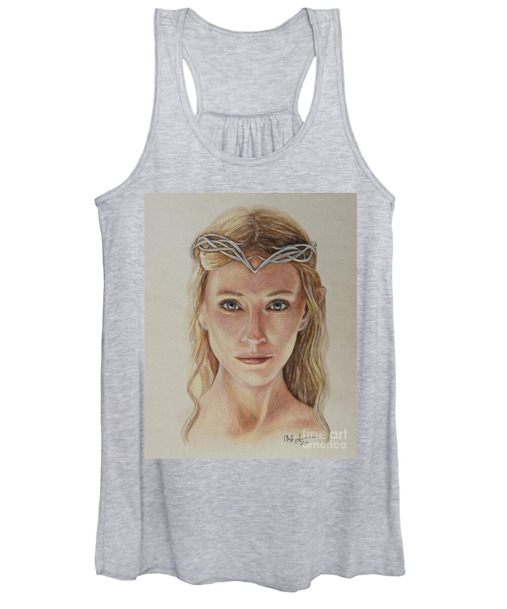 Galadriel Women's Tank Top featuring the drawing Galadriel by Christine Jepsen