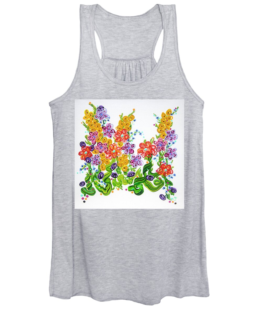 Colorful Florals Women's Tank Top featuring the painting Garden Circus by Jane Arlyn Crabtree