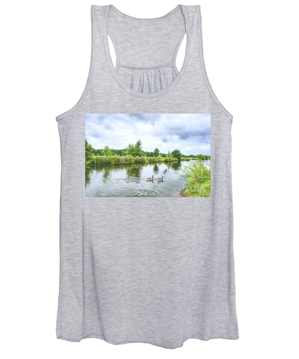Geese Women's Tank Top featuring the photograph Geese on the Rochdale Canal Lock 54 Slattocks UK by Pics By Tony