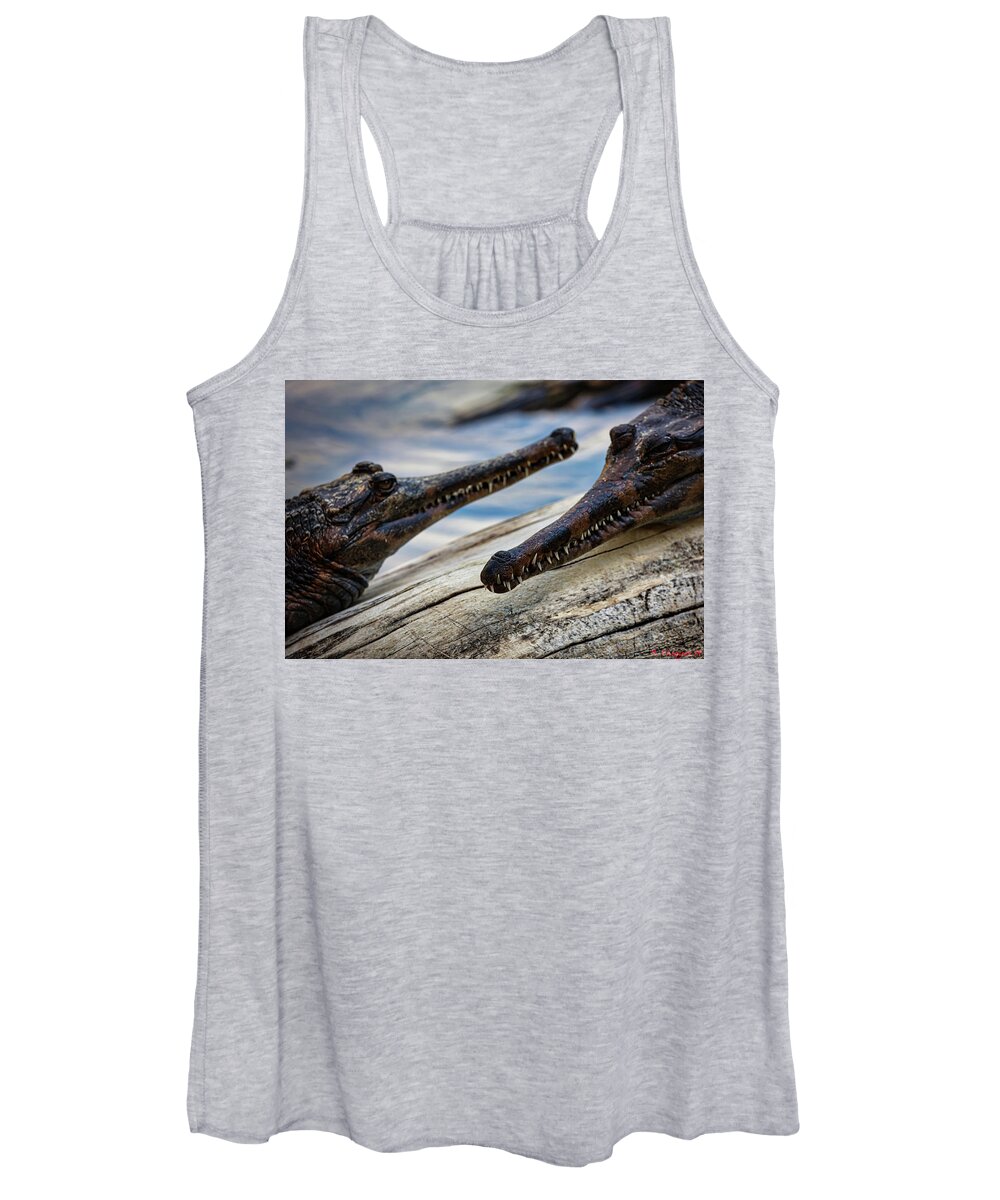 Gharial Women's Tank Top featuring the photograph Gharials Chilling by Rene Vasquez