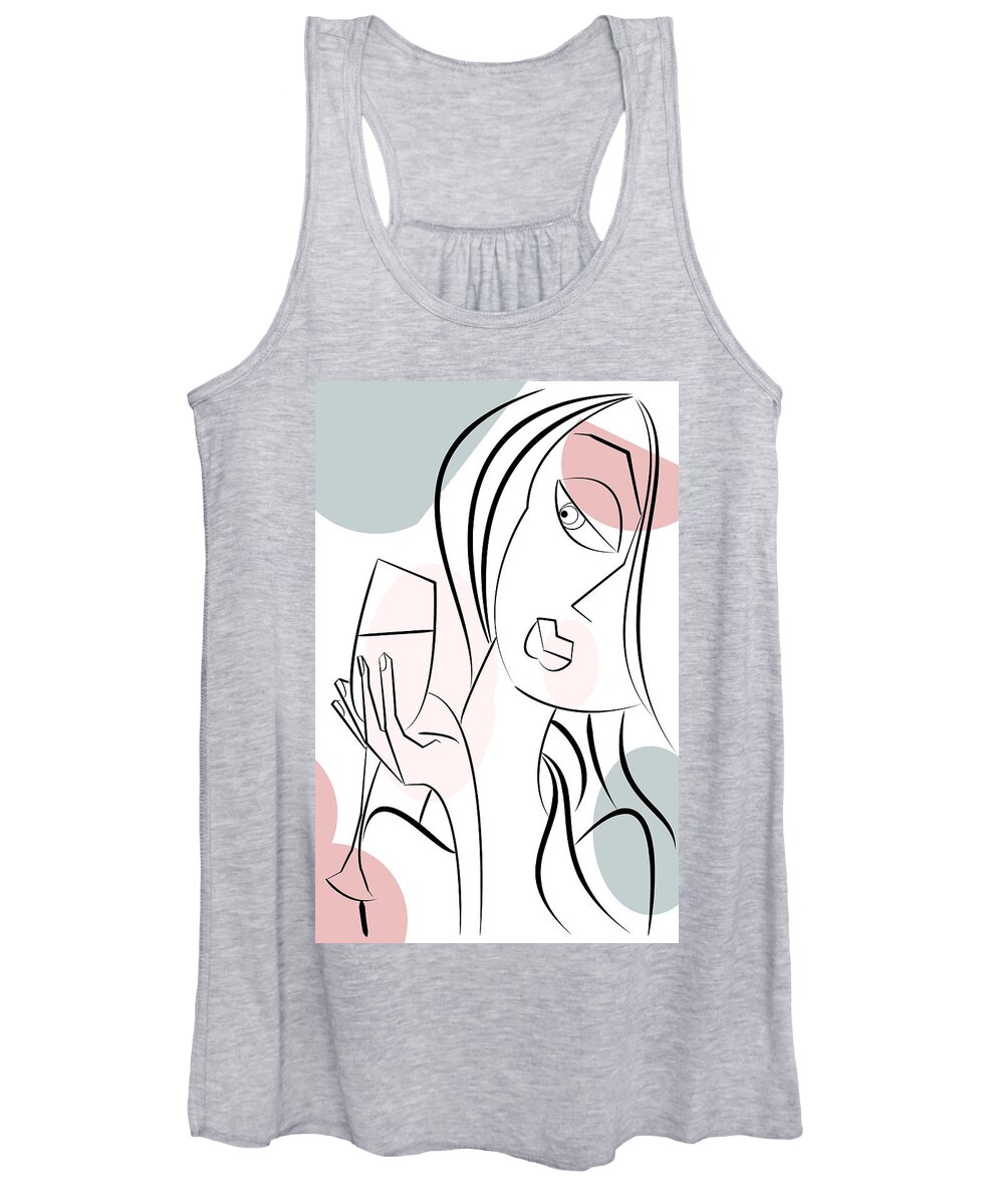 Line Art Women's Tank Top featuring the painting Girl number two by Sannel Larson