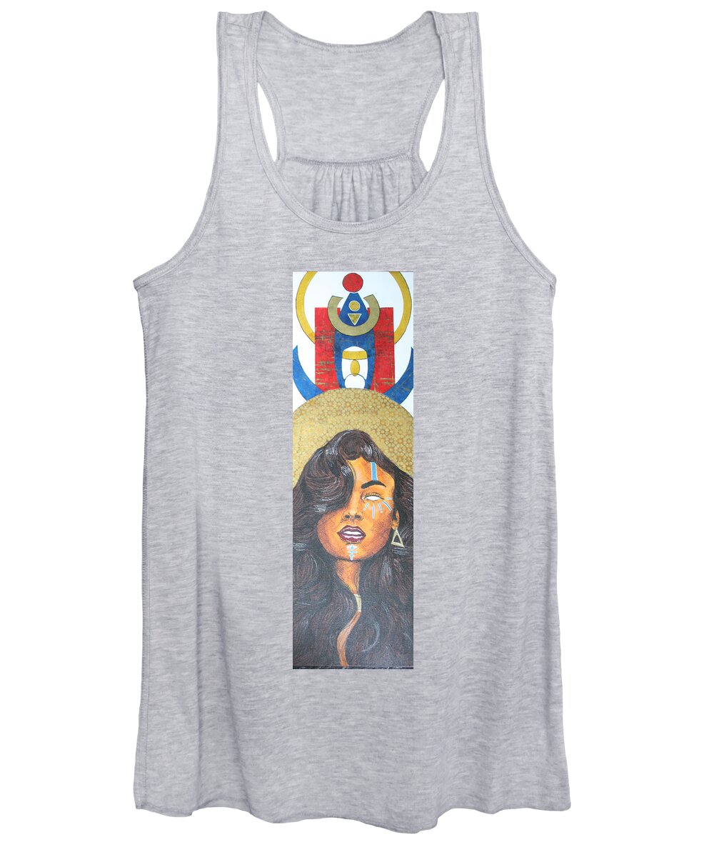 Black Women's Tank Top featuring the mixed media Goddess Oeden The Wise by Edmund Royster