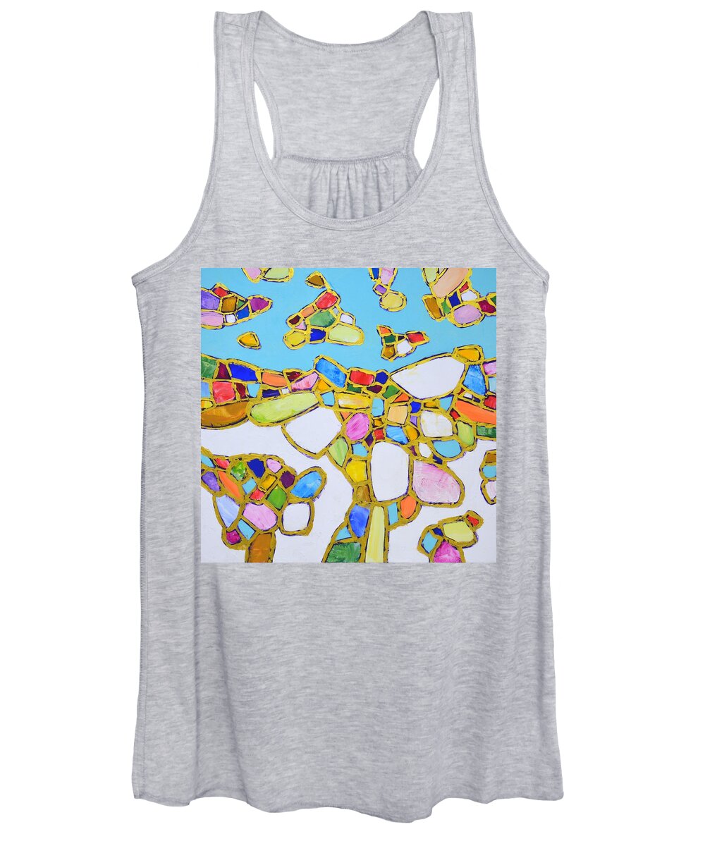 Stones Women's Tank Top featuring the painting Gold all around by Iryna Kastsova