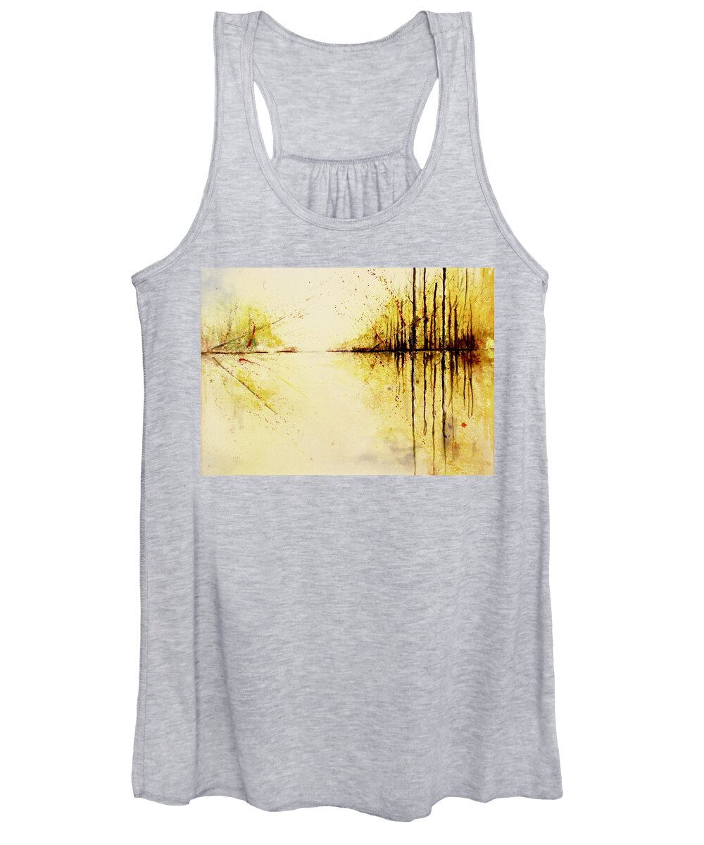Impressionistic Women's Tank Top featuring the painting Golden Lagoon by John Glass