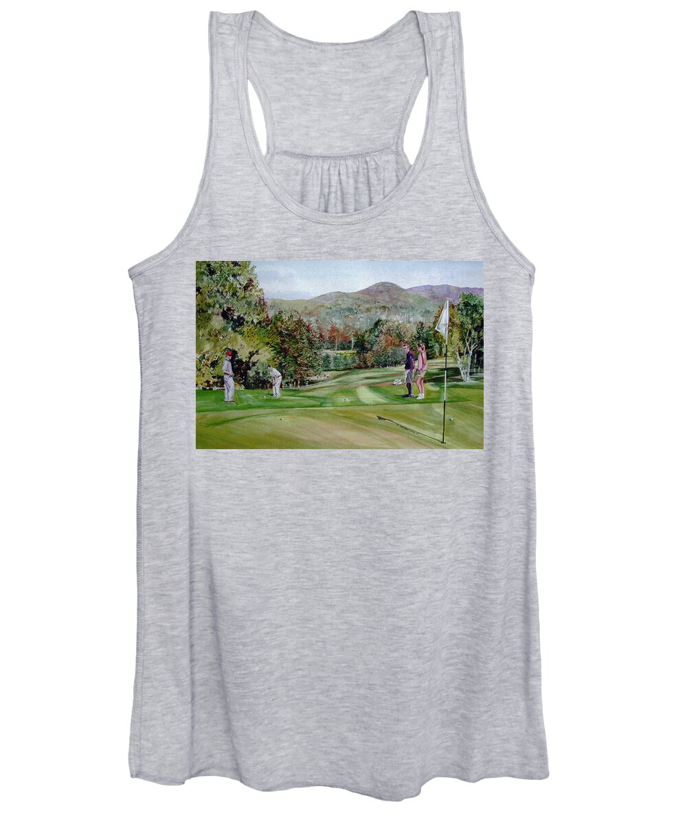 Golf Women's Tank Top featuring the painting Golfing in Vermont by P Anthony Visco