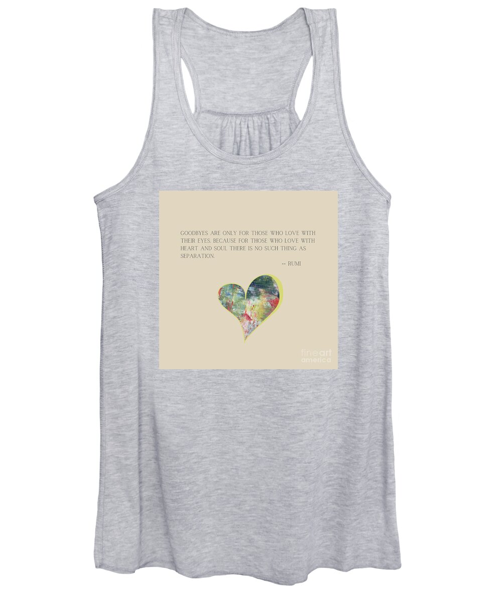 Rumi Women's Tank Top featuring the painting Goodbyes - Rumi Typography and Painted Heart by Christie Olstad