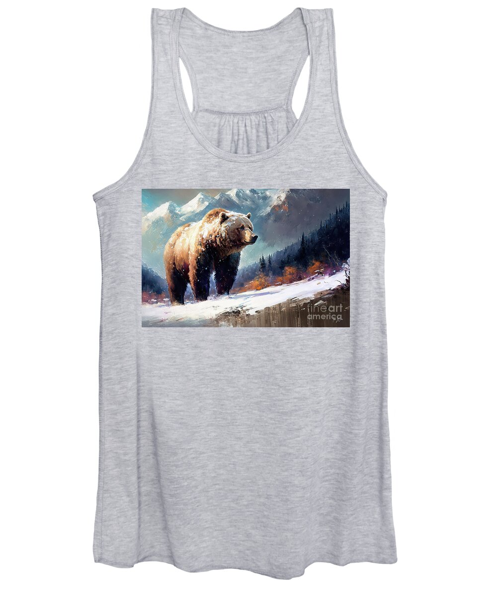 Grizzly Bear Women's Tank Top featuring the painting Great Brown Grizzly 2 by Tina LeCour