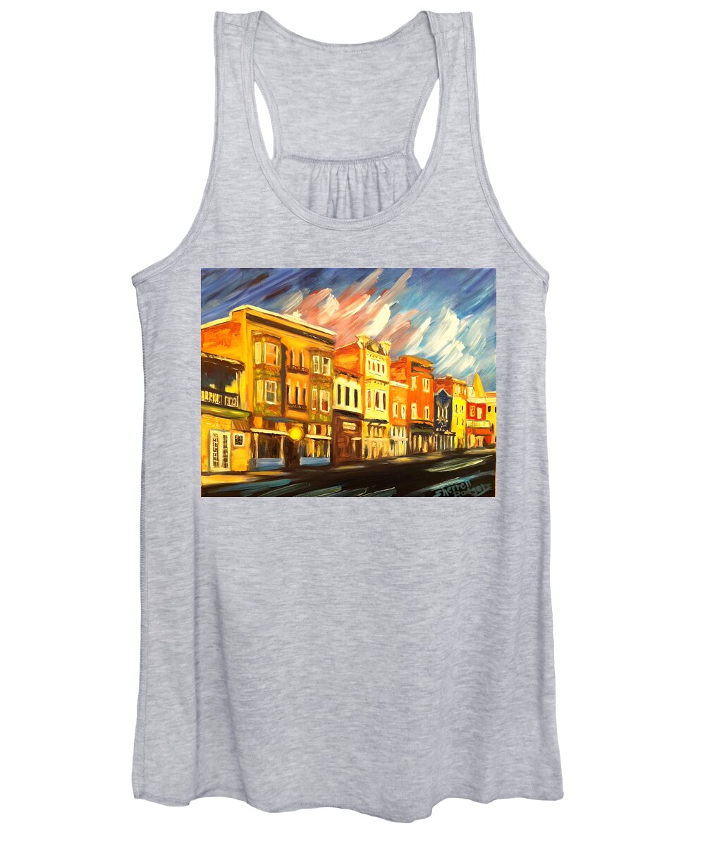 Washington Dc Usa Women's Tank Top featuring the painting H Street in Washington DC by Sherrell Rodgers