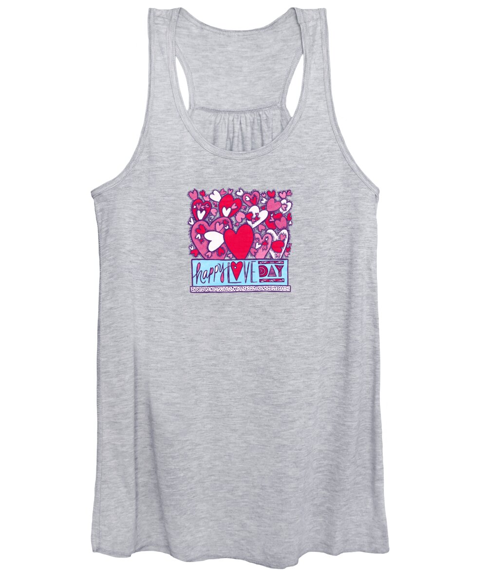 Cactus Women's Tank Top featuring the painting Happy Love Day Valentines Day Greeting Card - Art by Jen Montgomery by Jen Montgomery