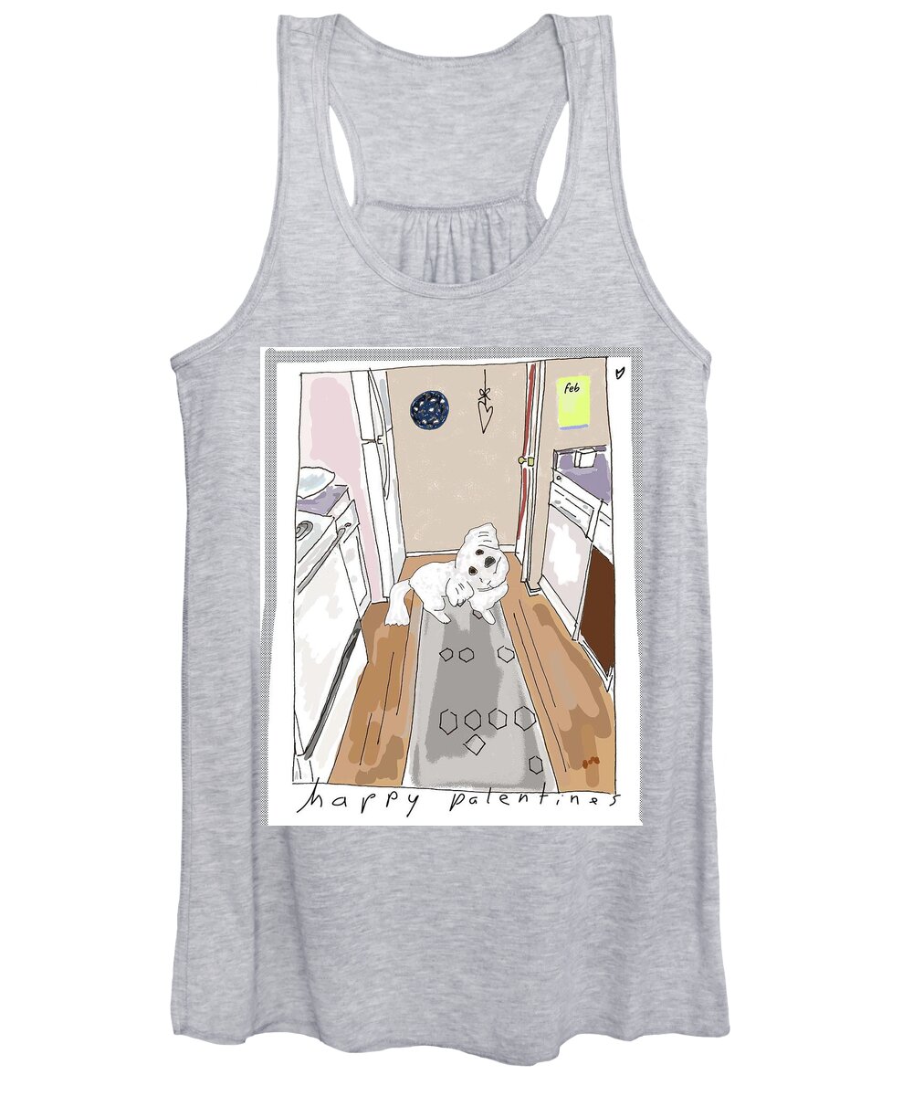 Dog Women's Tank Top featuring the drawing Happy Palentines Day by Ashley Rice