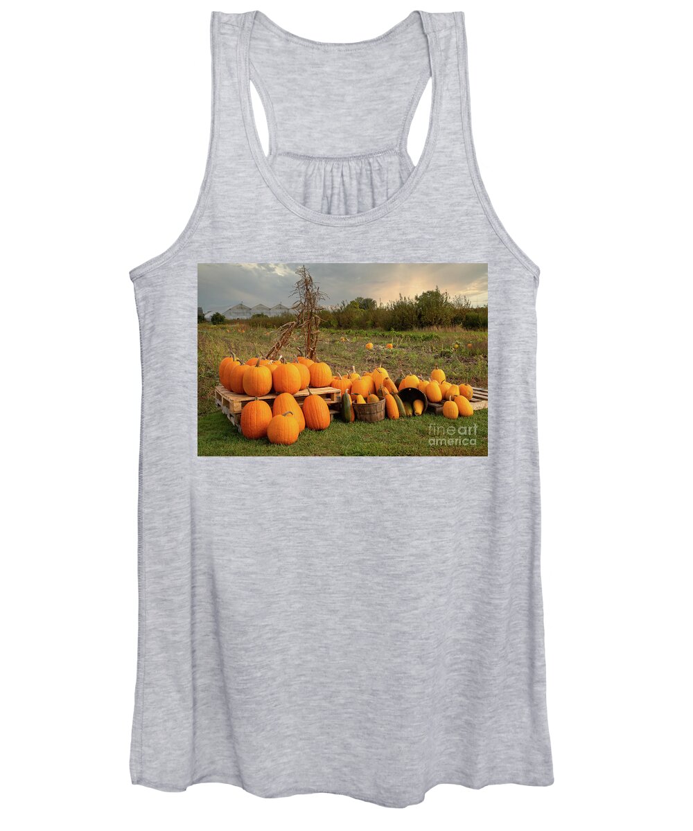 Autumn Women's Tank Top featuring the photograph Happy Thanksgiving Pumpkins by Marilyn Cornwell