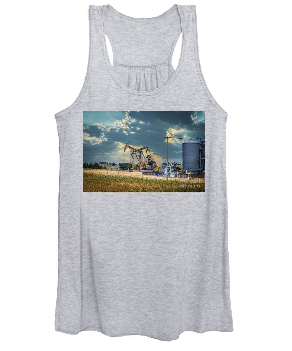 Tanks Women's Tank Top featuring the photograph Harvesting Oil by Susan Vineyard