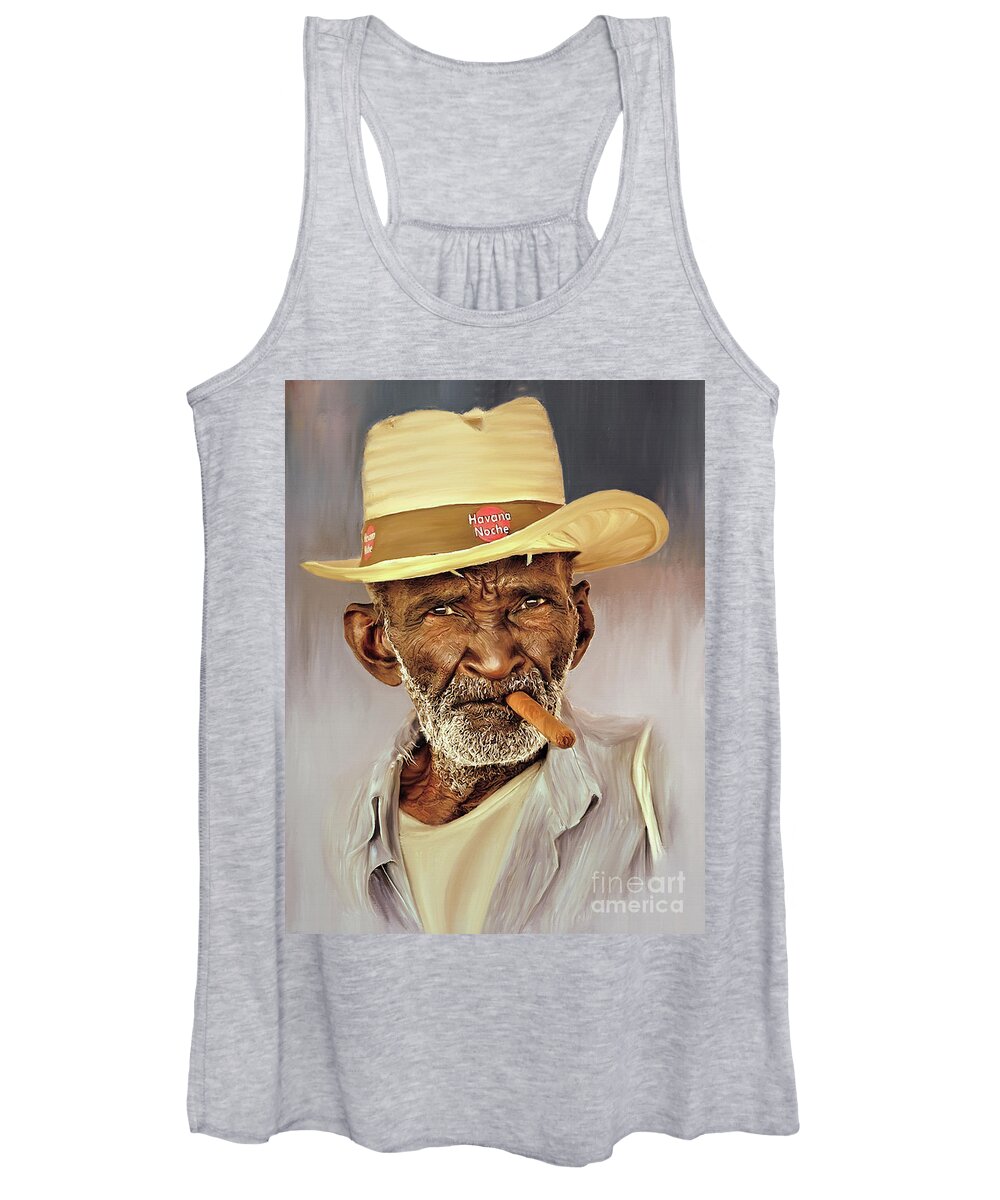 Dance Women's Tank Top featuring the painting Havana Smoker by Gull G