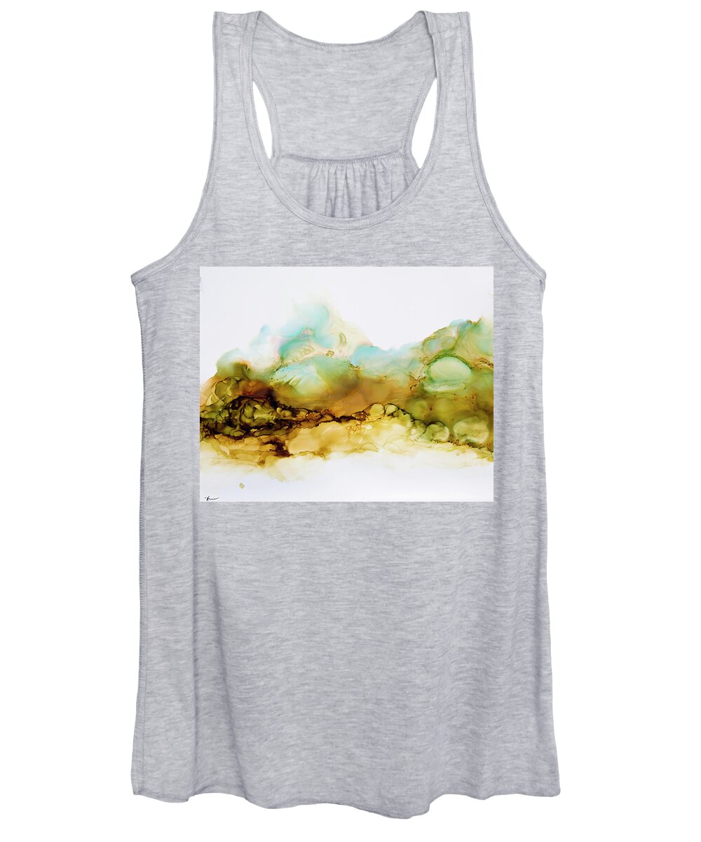 Orange Women's Tank Top featuring the painting Hazy Afternoon Beach by Katrina Nixon
