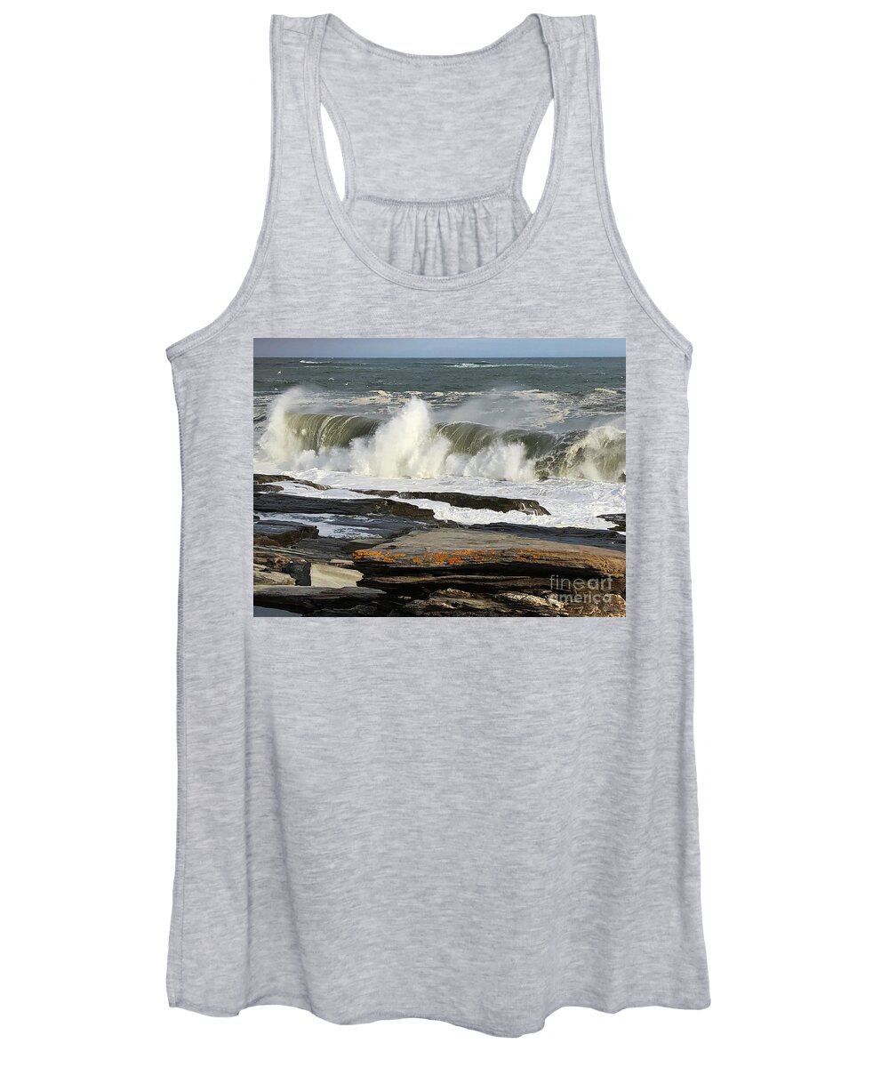 Winter Women's Tank Top featuring the photograph High Surf Cape Elizabeth by Jeanette French