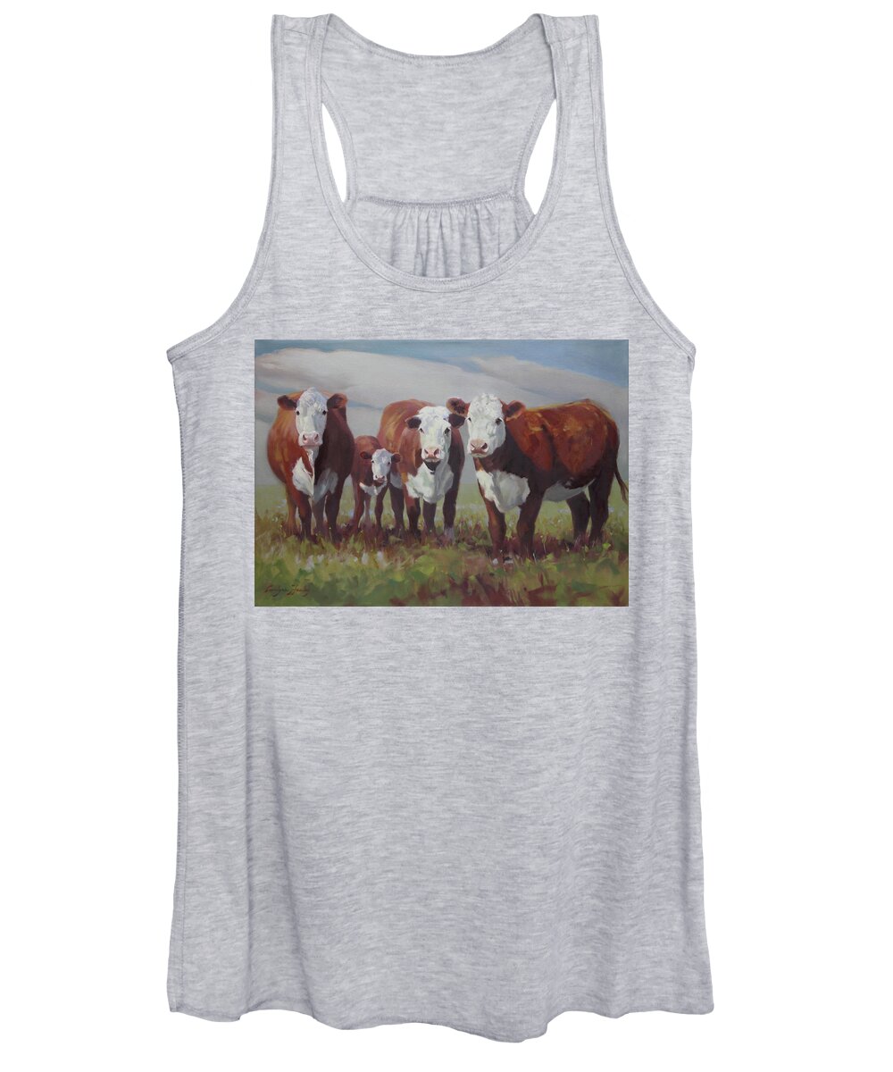 Farm Animals Women's Tank Top featuring the painting Home on the Range by Carolyne Hawley