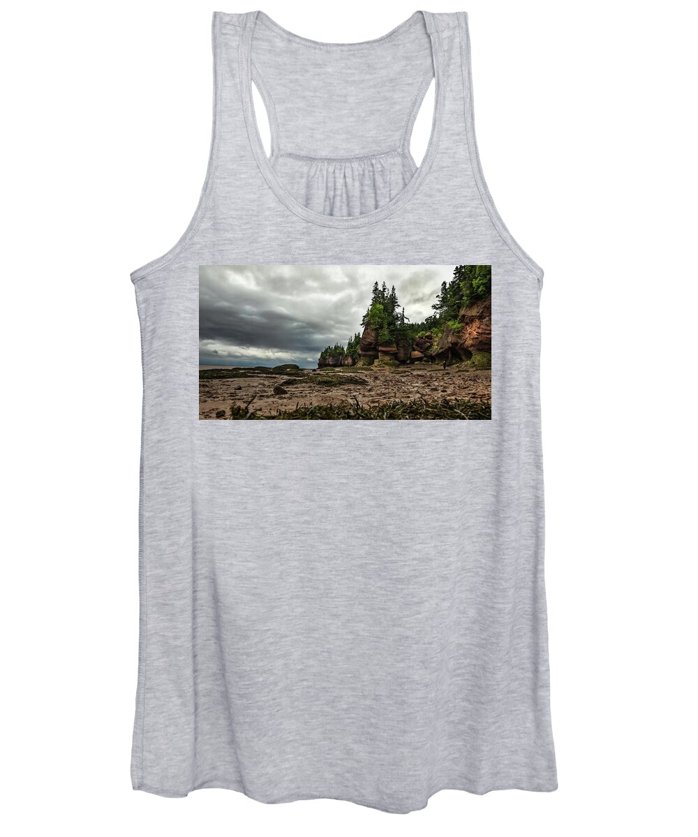 Hopewell Rocks Women's Tank Top featuring the photograph Hopewell Rocks Low Tide by Linda Villers
