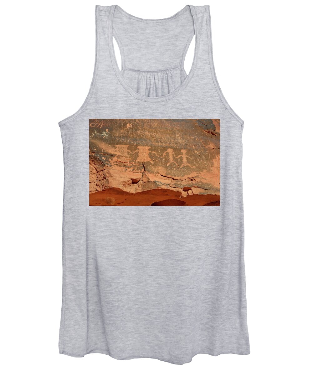 Valley Of Fire State Park Women's Tank Top featuring the photograph Human petroglyphs in Valley of Fire State Park, Nevada, USA by Kevin Oke