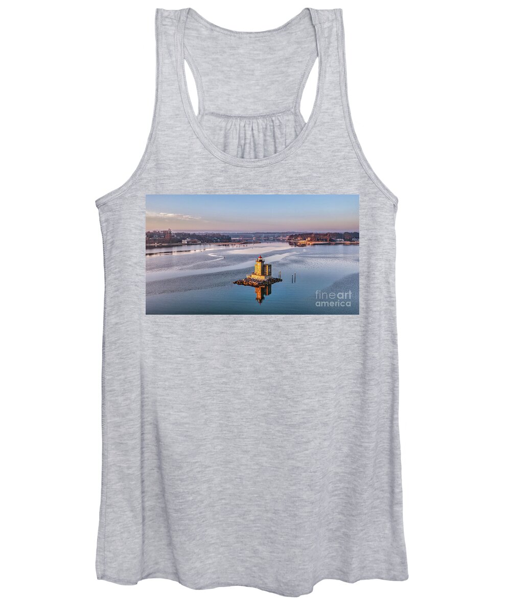 Lighthouse Women's Tank Top featuring the photograph Huntington Harbor Lighthouse by Sean Mills
