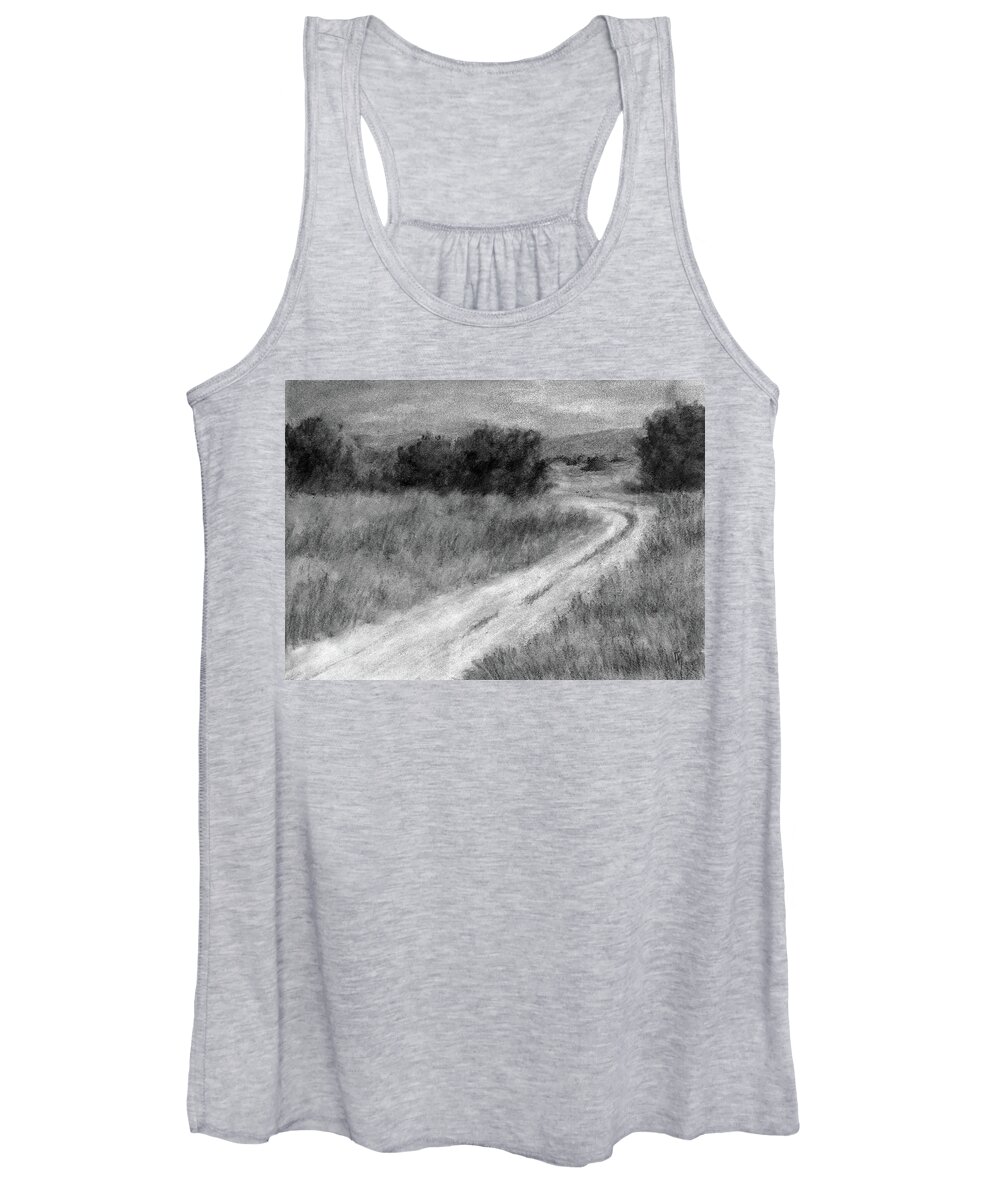 Field Women's Tank Top featuring the drawing I Can See For Miles Study by David King Studio