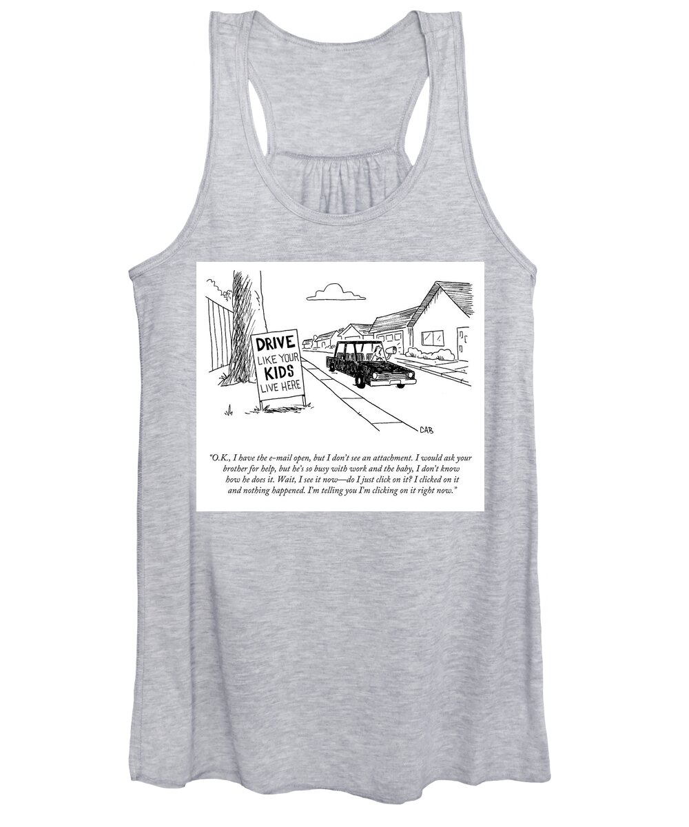 “o.k. Women's Tank Top featuring the drawing I Don't See an Attachment by Adam Cooper and Mat Barton