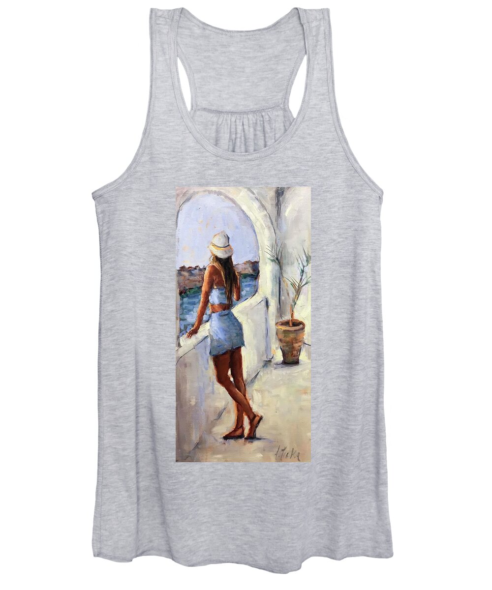 Figurative Women's Tank Top featuring the painting Ibiza by Ashlee Trcka