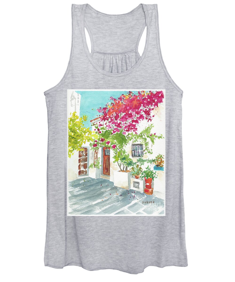 Impressionism Women's Tank Top featuring the painting Ibiza Courtyard by Pat Katz