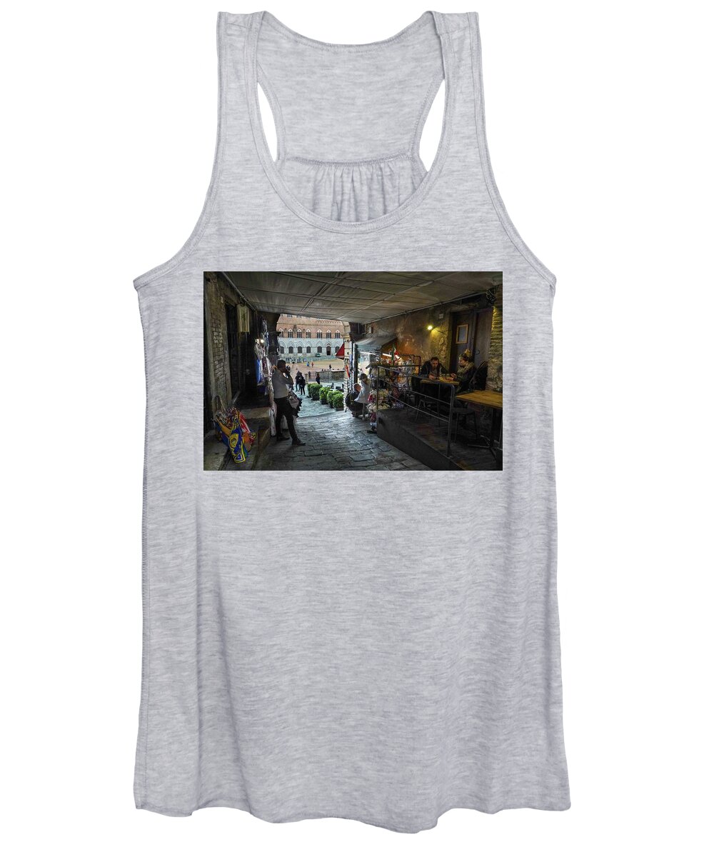 Il Campo Women's Tank Top featuring the photograph Il Campo Tourist Hub of Siena by Makiko Ishihara