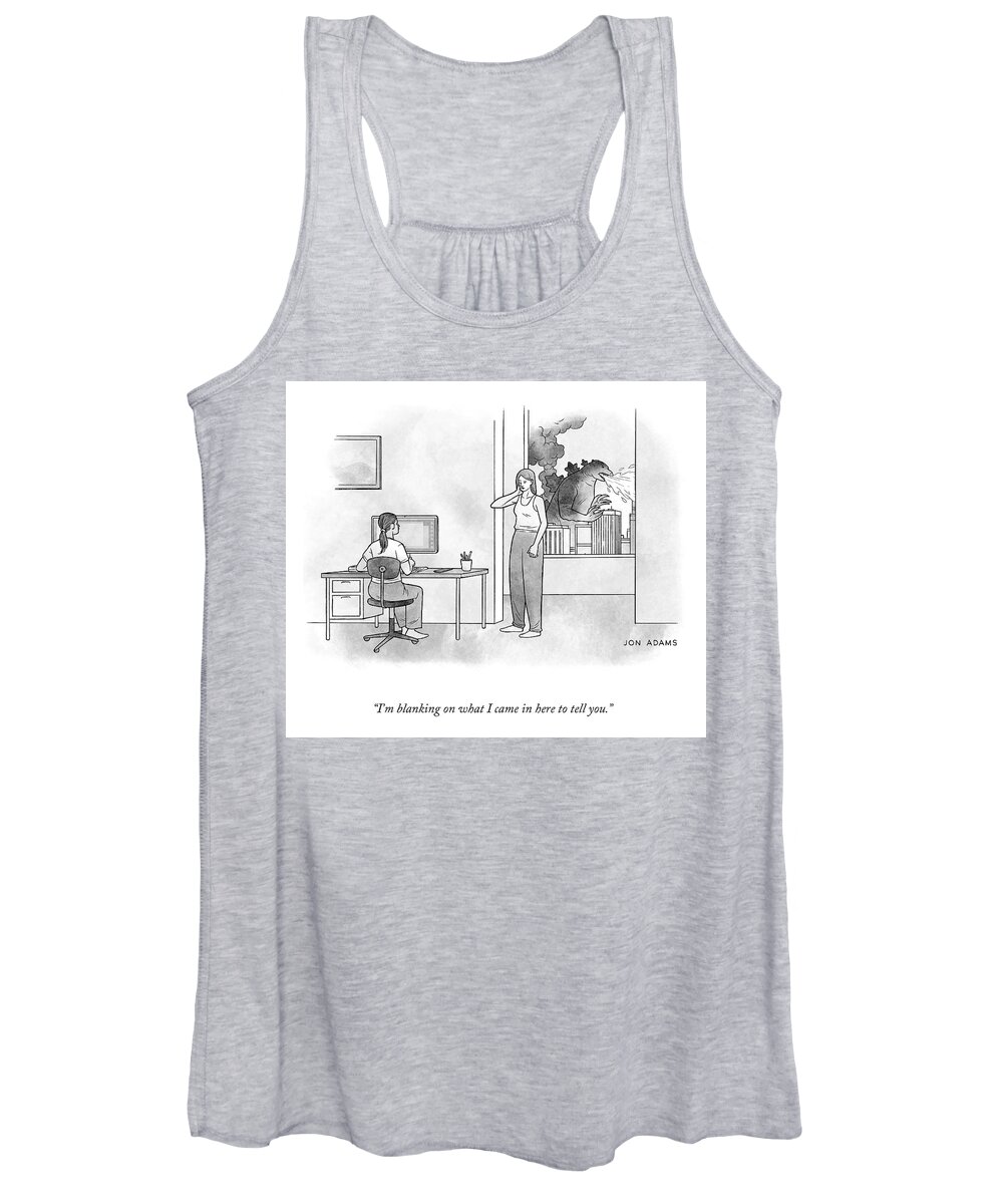 A27014 Women's Tank Top featuring the drawing I'm Blanking on What I Came in to Tell You by Jon Adams