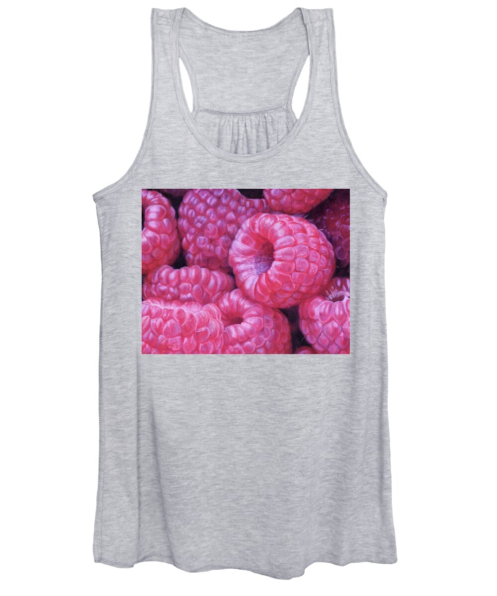 Raspberry Women's Tank Top featuring the drawing I'm Jazzed about Raspberries by Shana Rowe Jackson