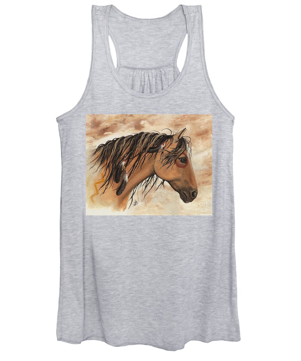 Curly Horse Women's Tank Top featuring the painting Indian Pony Curly Horse by AmyLyn Bihrle