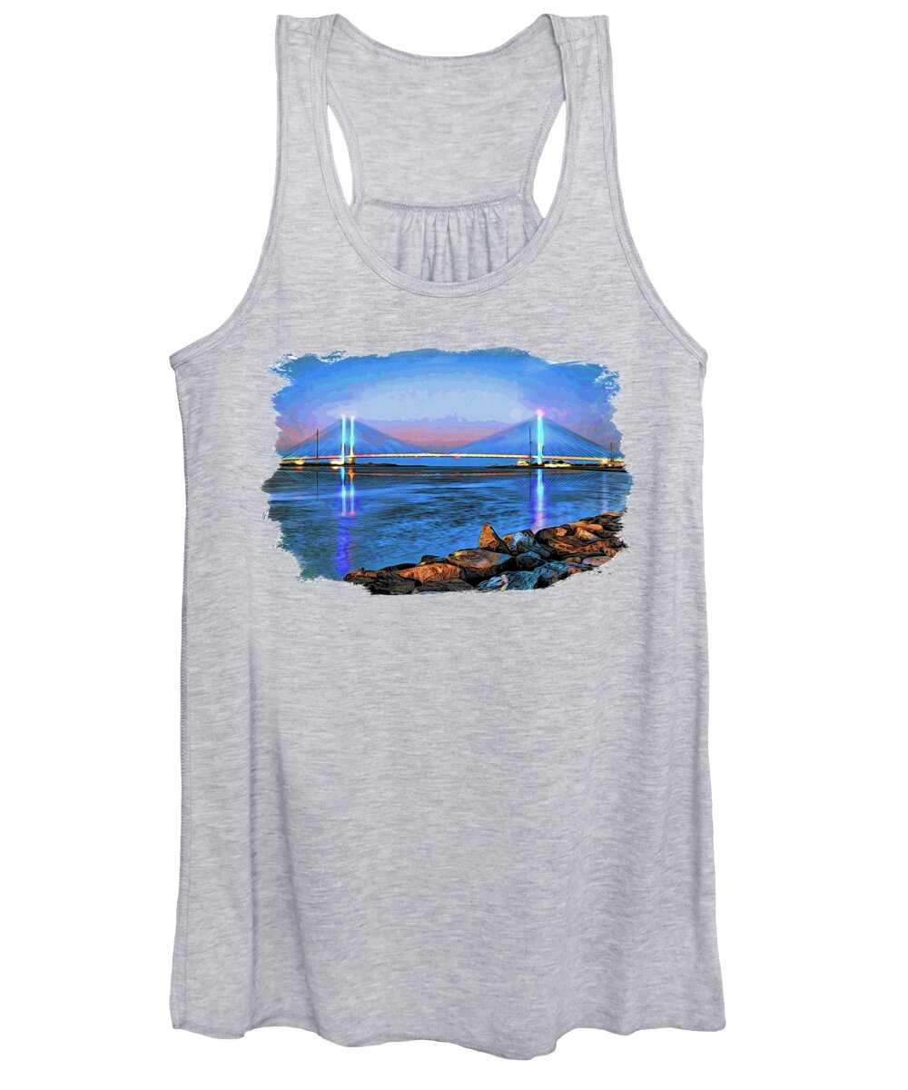 Indian River Inlet Women's Tank Top featuring the photograph Indian River Inlet Bridge Twilight by Bill Swartwout