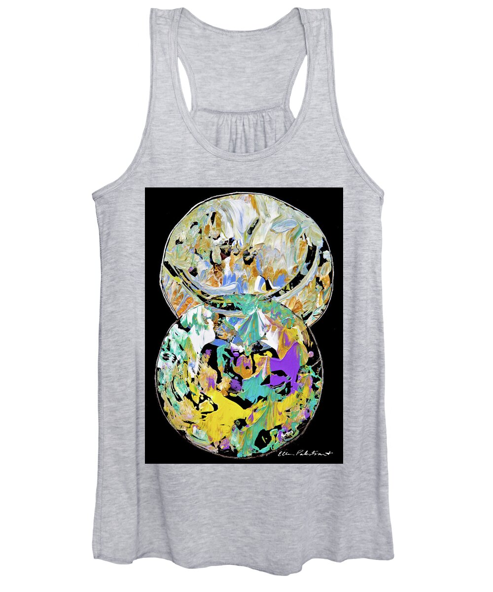 Wall Art Women's Tank Top featuring the painting Interplanetary Dance - Vertical by Ellen Palestrant
