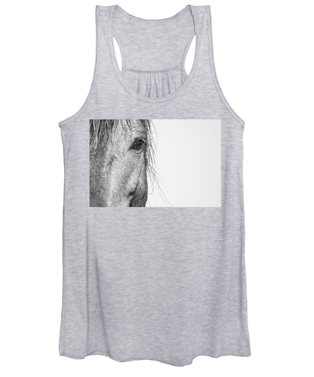 Wild Women's Tank Top featuring the photograph Intimate Wild Horse Portrait - North Carolina Outer Banks by Bob Decker