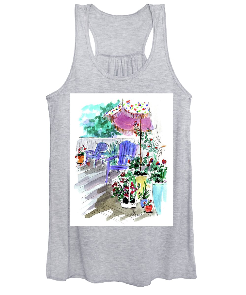 Patio Women's Tank Top featuring the painting Inviting by Adele Bower