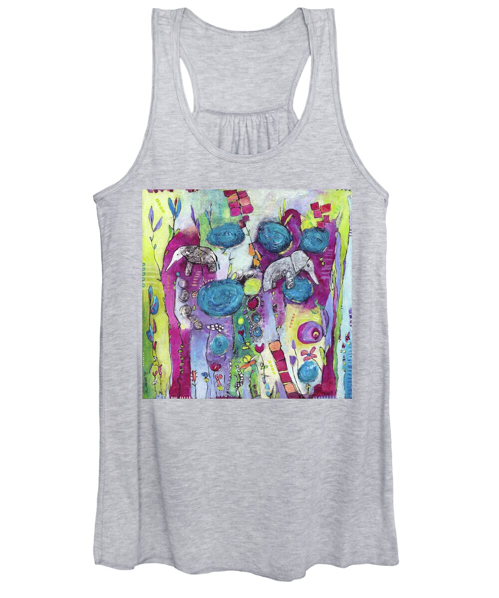 Abstract Women's Tank Top featuring the painting Iris and Matilda by Winona's Sunshyne