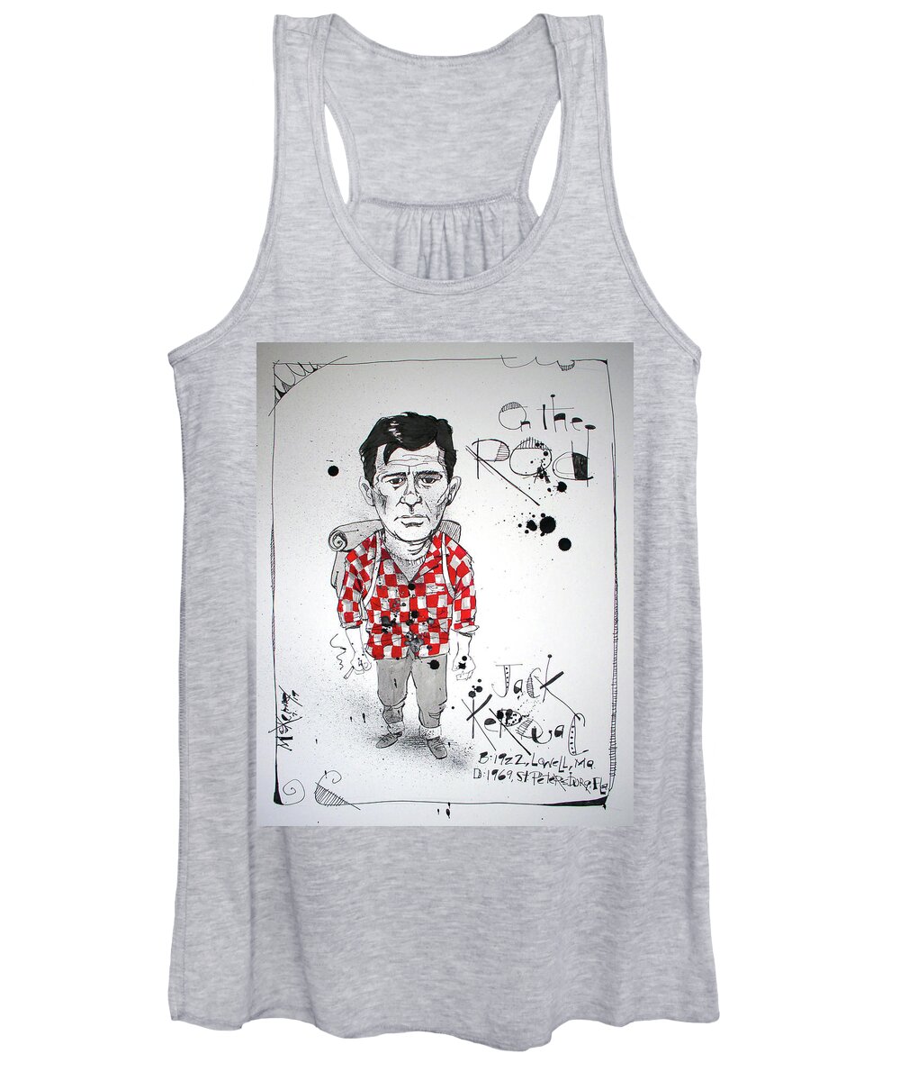  Women's Tank Top featuring the drawing Jack Kerouac by Phil Mckenney