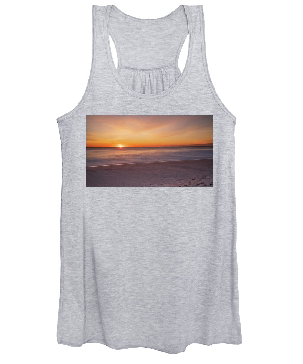 Alone Women's Tank Top featuring the photograph Jersey Shore Sunrise in late fall. by Kyle Lee