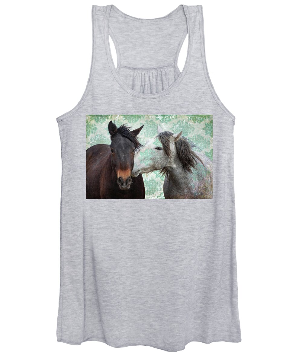 Wild Horses Women's Tank Top featuring the photograph Just a smooch by Mary Hone