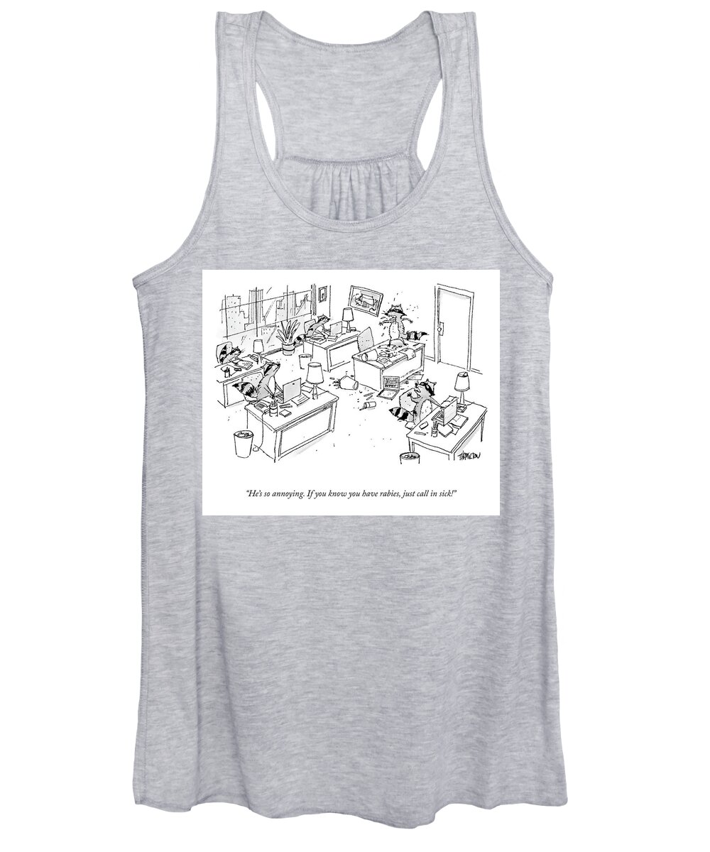 A26168 Women's Tank Top featuring the drawing Just Call In Sick by Tim Hamilton