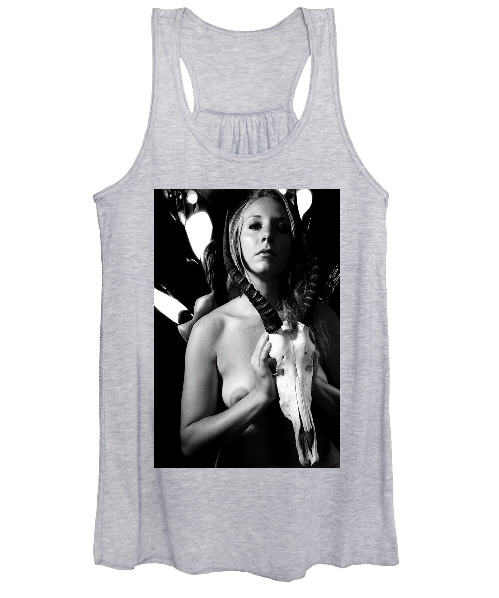 Nude Female Skull Women's Tank Top featuring the photograph Kbbt0718 by Henry Butz