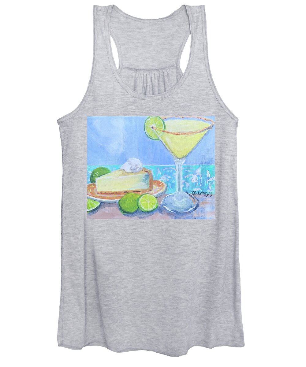 Key Lime Women's Tank Top featuring the painting Key Lime Martini by Linda Kegley