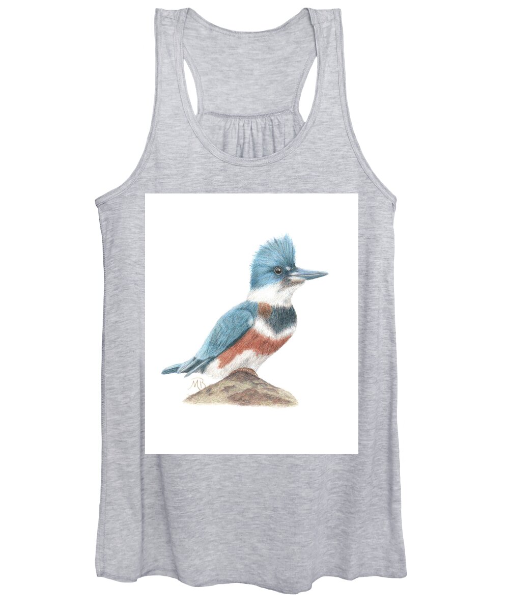 Bird Art Women's Tank Top featuring the painting Kingfisher by Monica Burnette